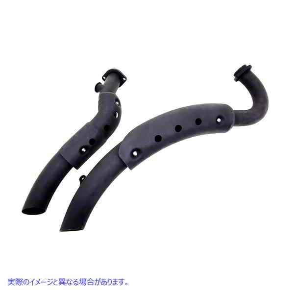 30-1286 ヒートシールド付きブラックドラッグパイプセット 取寄せ Vツイン Black Drag Pipe Set With Heat Shields (検索用／