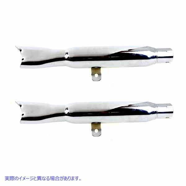 30-1877 ミニフィッシュテールマフラーセット クローム Mini Fishtail Muffler Set Chrome 取寄せ Vツイン (検索用／