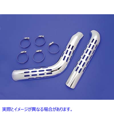 30-3170 排気熱シールドセット 穴あきスタイル クローム Exhaust Heat Shield Set Perforated Style Chrome 取寄せ Vツイン (検