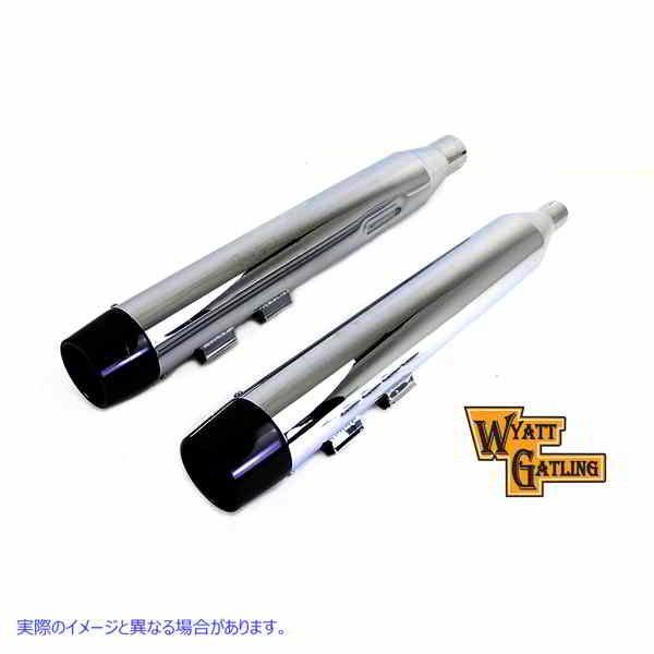 30-4011 ワイアット ガトリング マフラー セット クロームとブラックの円錐形チップ Wyatt Gatling Muffler Set Chrome with Bla