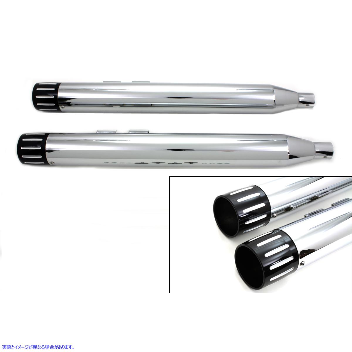 30-4055 Chrome Muffler Set with Black Ball Milled Revolver End Tips 取寄せ Vツイン (検索用／ V-Twin