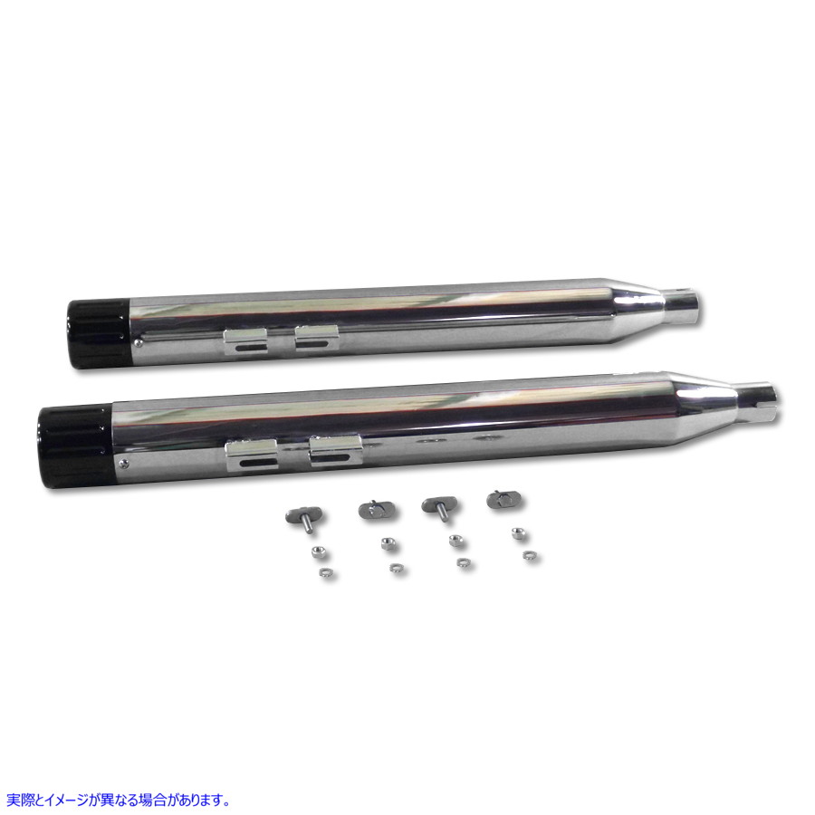 30-4056 ブラックリボルバーエンドチップ付きマフラーセット Muffler Set with Black Revolver End Tips 取寄せ Vツイン (検索用