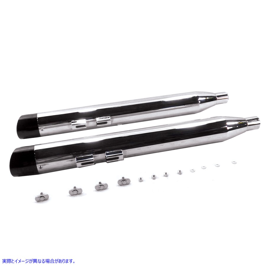 30-4094 スラッシュカットエンドチップ付きクロームマフラーセット Chrome Muffler Set with Slash Cut End Tips 取寄せ Vツイン