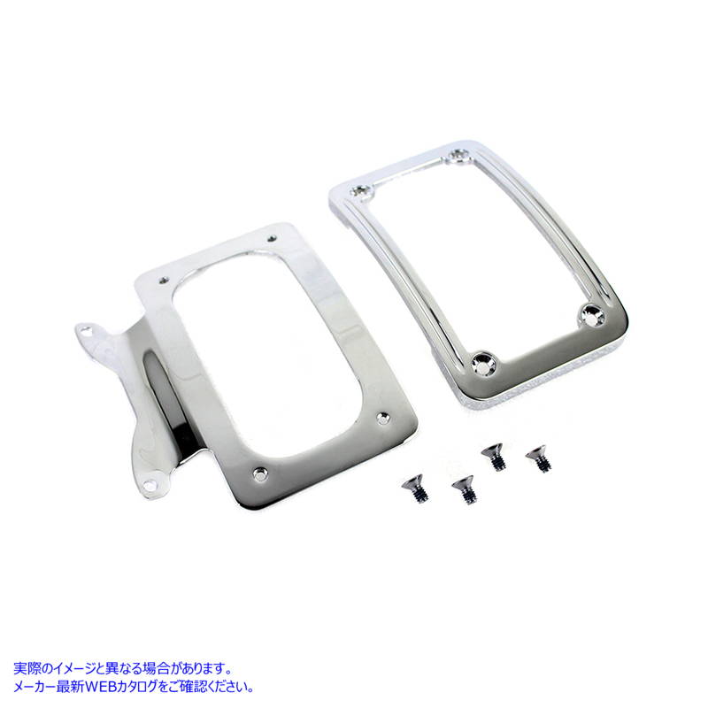 31-0018 フレームクローム付き湾曲ナンバープレート Curved License Plate with Frame Chrome 取寄せ Vツイン (検索用／67900056