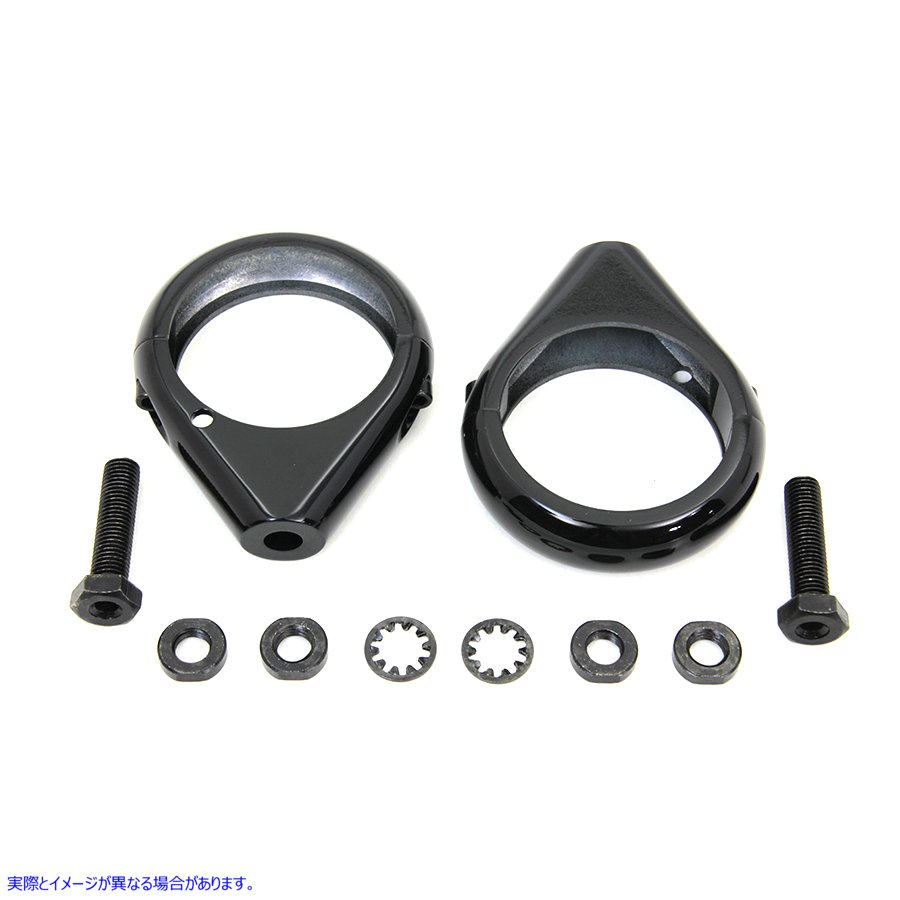 31-0092 ブラック ターン シグナル クランプ キット 49mm フォーク Black Turn Signal Clamp Kit 49mm Forks 取寄せ Vツイン (検