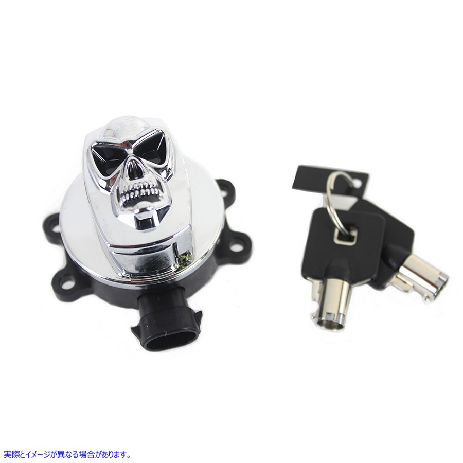 32-1439 クロームスカル付きクロームイグニッションスイッチ Chrome Ignition Switch with Chrome Skull 取寄せ Vツイン (検索用