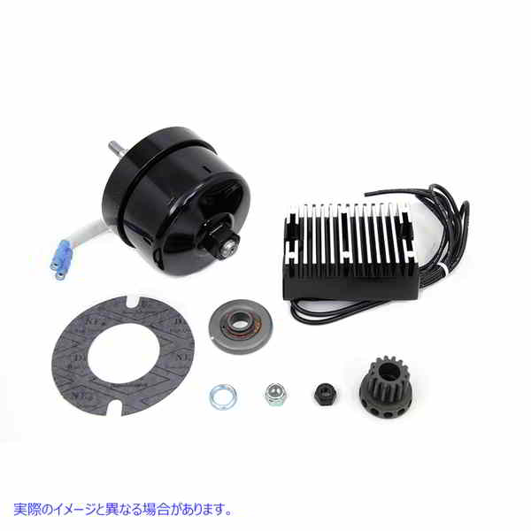 32-1785 ブラック 12 ボルト オルタネーター ジェネレーター変換キット 取寄せ Vツイン Black 12 Volt Alternator Generator Con