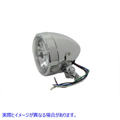 33-0030 4 インチ丸型ヘッドランプ 12 ボルト クローム 4 inch Round Headlamp 12 Volt Chrome 取寄せ Vツイン (検索用／