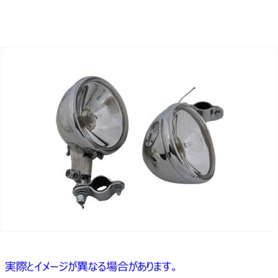 33-0038 レプリカ クローム ガイド スポットランプ セット 6 ボルト Replica Chrome Guide Spotlamp Set 6 Volt 取寄せ Vツイン