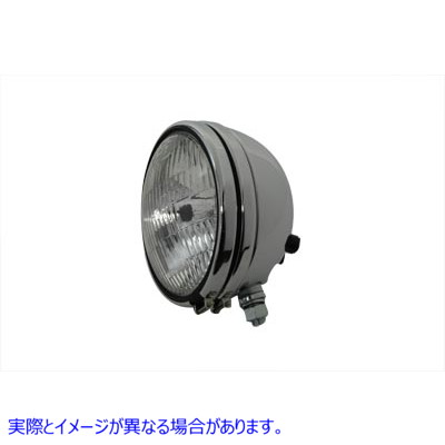 33-0232 レプリカ 5-3/4 インチ ラウンド クローム ヘッドランプ 取寄せ Vツイン Replica 5-3/4 inch Round Chrome Headlamp (検