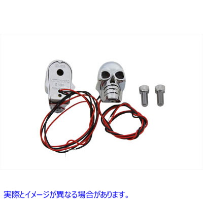 33-0626 2インチクロームスカルマーカーランプ、赤色LED付き 2 inch Chrome Skull Marker Lamp with Red LED 取寄せ Vツイン (検