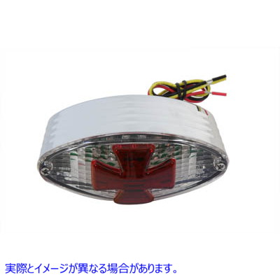 33-0750 マルタインセットクリアレンズ赤十字オーバルテールランプ Oval Tail Lamp with Maltese Inset Clear Lens with Red Cro