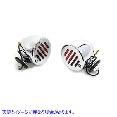 33-0753 クロームシールドバレットマーカーランプセット、レッドレンズ付き Chrome Shielded Bullet Marker Lamp Set with Red l