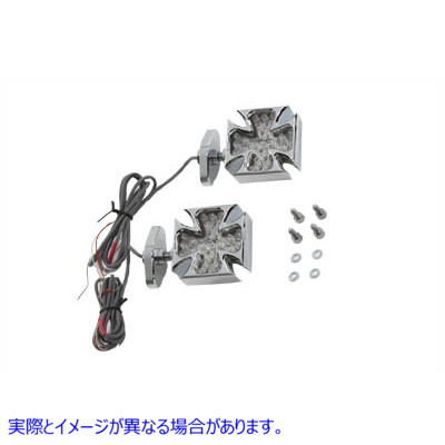 33-0779 クロームウインカーセット マルタレッドLED Chrome Turn Signal Set Maltese Red LED 取寄せ Vツイン (検索用／