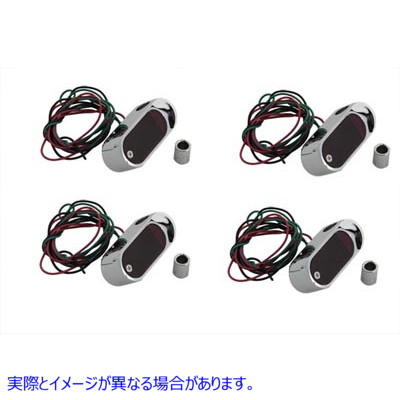 33-0827 クローム ミニ マーカー ランプ セット LED レッド レンズ付き Chrome Mini Marker Lamp Set LED with Red Lens 取寄せ