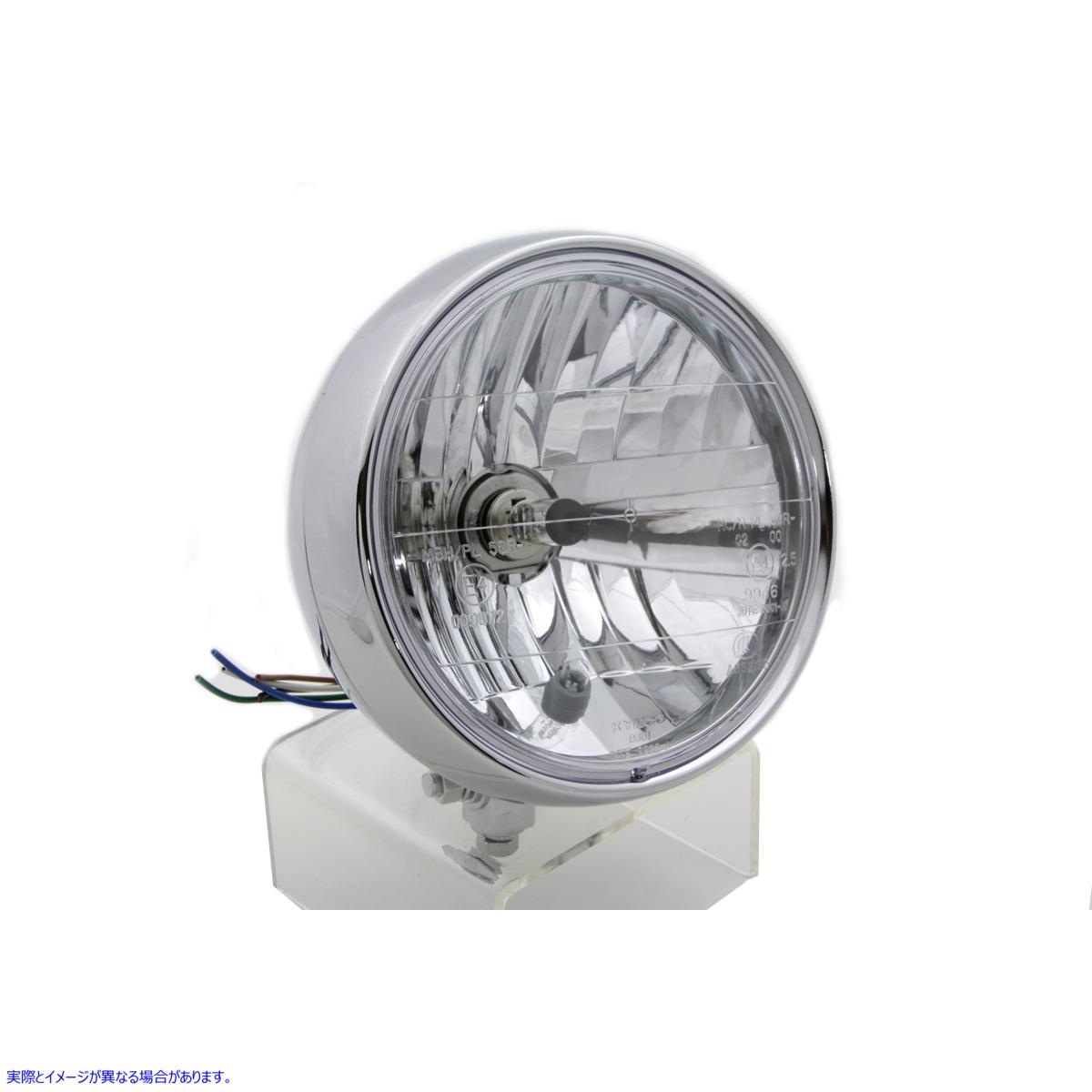 33-0962 6 インチ ラウンド ヘッドランプ スチール クローム 6 inch Round Headlamp Steel Chrome 取寄せ Vツイン (検索用／