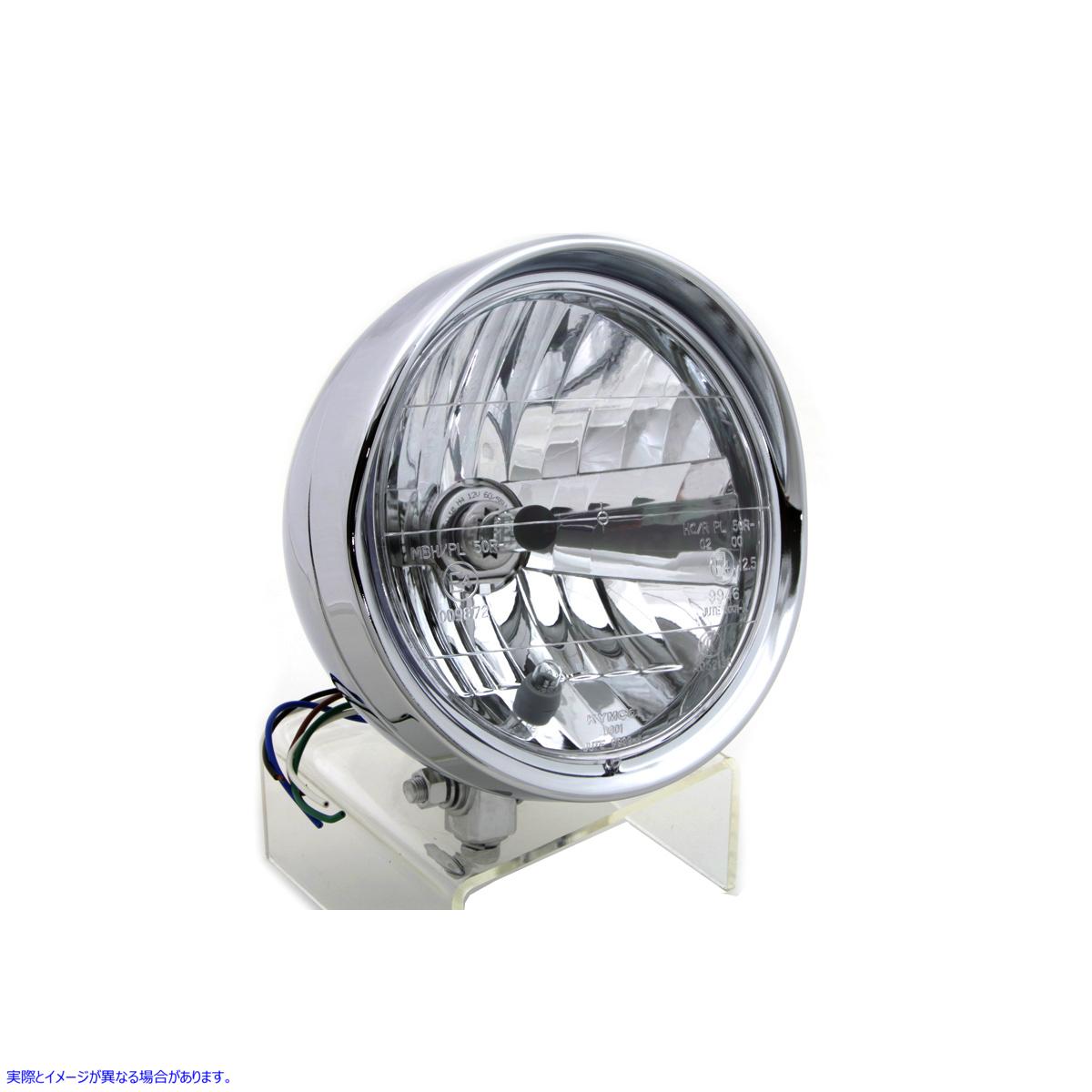 33-0963 6-1/2 インチ ラウンド ヘッドランプ スチール クローム 6-1/2 inch Round Headlamp Steel Chrome 取寄せ Vツイン (検索