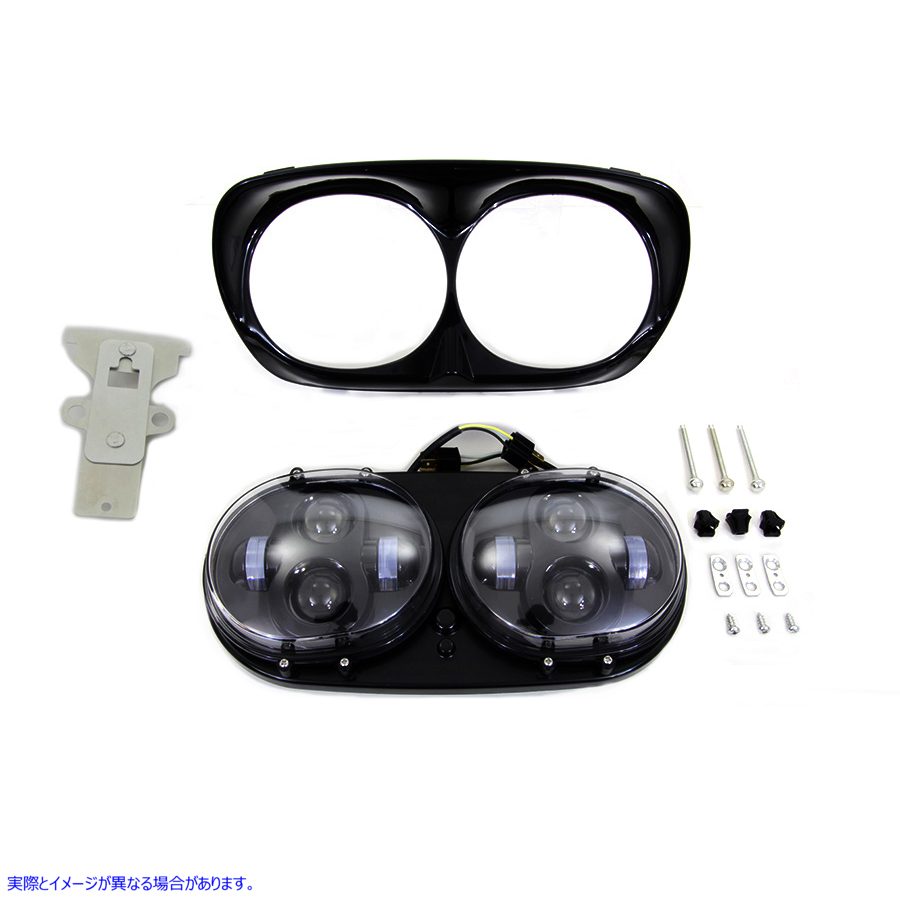 33-1101 ブラックデュアルLEDヘッドランプユニット 取寄せ Vツイン Black Dual LED Headlamp Unit (検索用／67700109