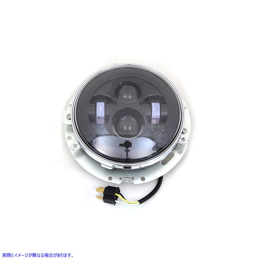 33-1105 7 インチ LED ヘッドランプ アセンブリ グロス ブラック 7 inch LED Headlamp Assembly Gloss Black 取寄せ Vツイン (検