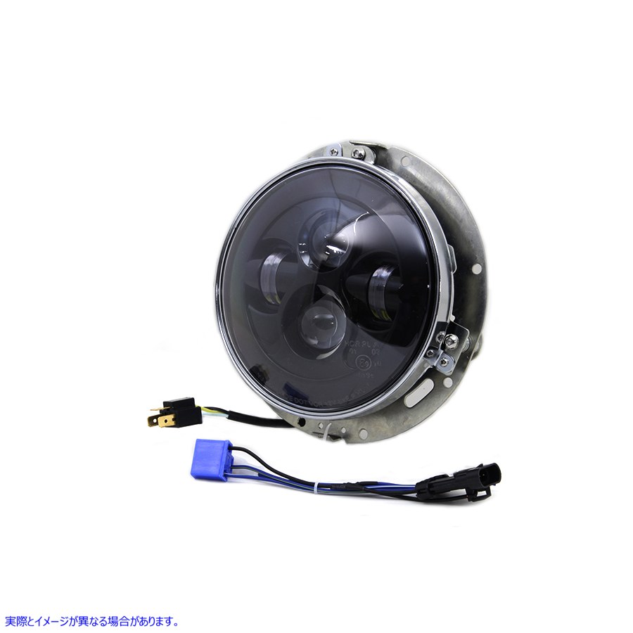 33-1107 7 インチ LED ヘッドランプ アセンブリ グロス ブラック 7 inch LED Headlamp Assembly Gloss Black 取寄せ Vツイン (検