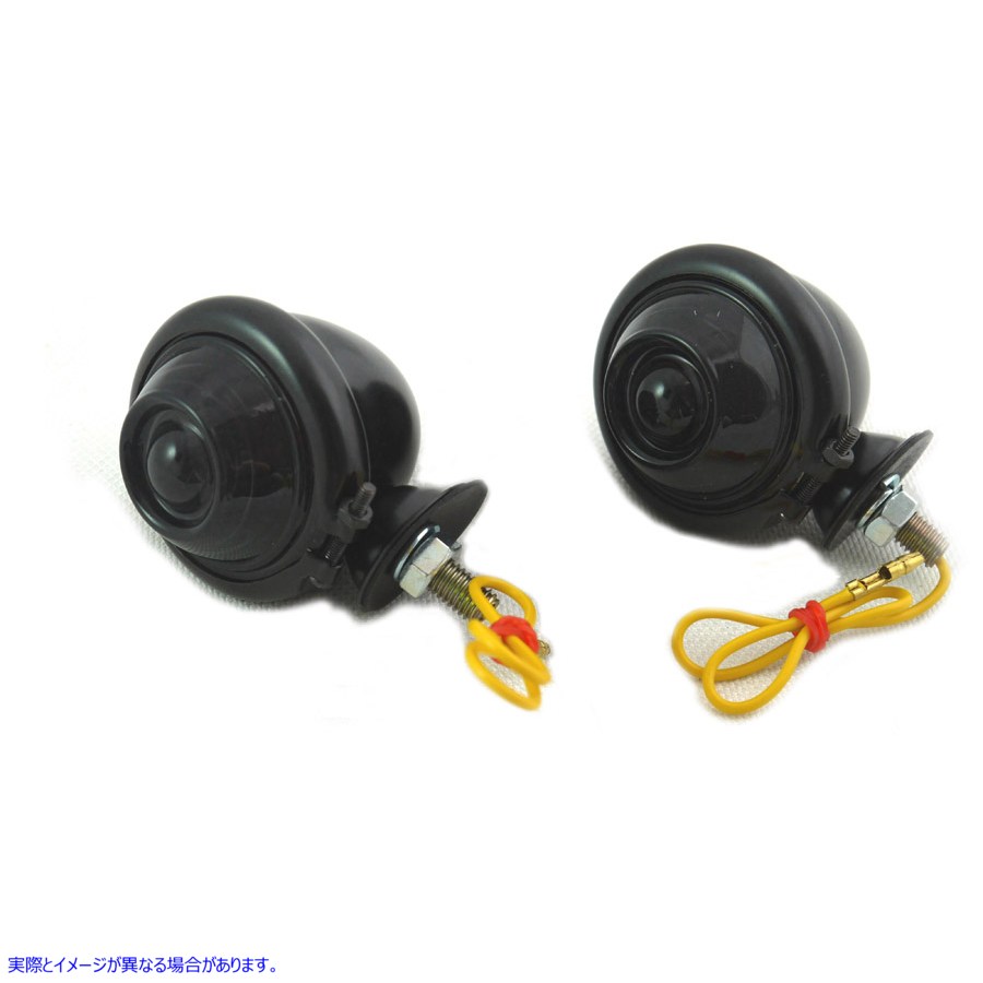 33-1127 ブラック ウインカー セット ブレット スモークレンズ付き Black Turn Signal Set Bullet with Smoked Lens 取寄せ Vツ