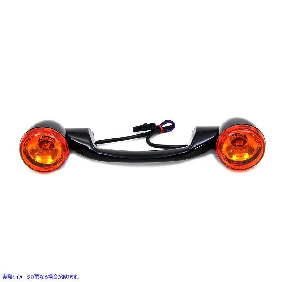 33-1176 ブラック Revox ターンシグナルバー ランプ付き Black Revox Turn Signal Bar with Lamps 取寄せ Vツイン (検索用／