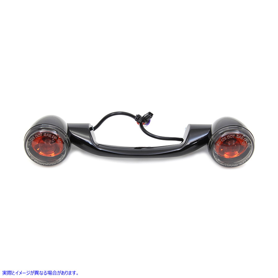 33-1178 ブラック Revox ターンシグナルバー ランプ付き Black Revox Turn Signal Bar with Lamps 取寄せ Vツイン (検索用／