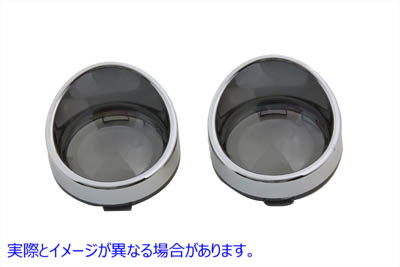 33-1273 クロームウインカーベゼル スモークレンズ Chrome Turn Signal Bezel Smoke Lens 取寄せ Vツイン (検索用／