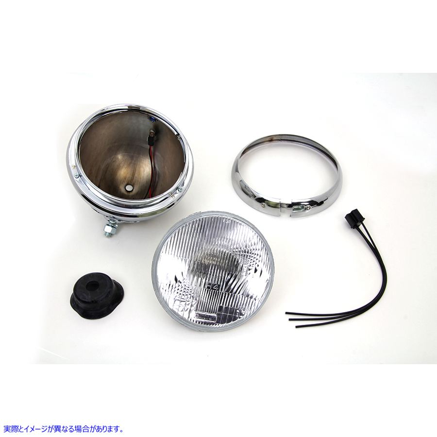 33-1345 7 インチ ラウンド クローム ヴィンテージ スタイル ヘッドランプ 取寄せ Vツイン 7 inch Round Chrome Vintage Style H
