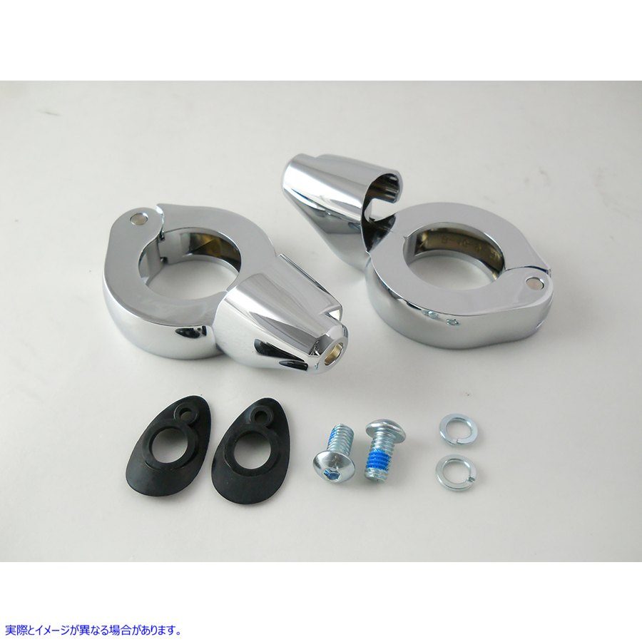 33-1496 クローム フロント ターン シグナル リロケーション キット 39mm フォーク Chrome Front Turn Signal Relocation Kit 39