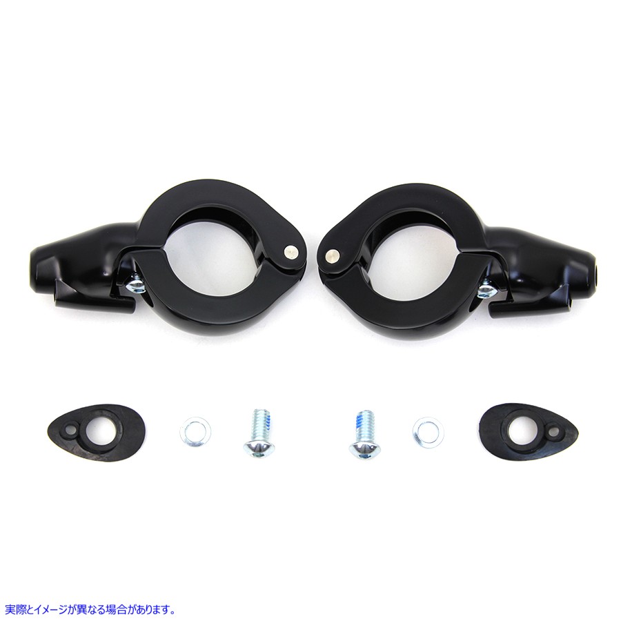 33-1499 ブラック ターン シグナル リロケーション キット 41mm フォーク Black Turn Signal Relocation Kit 41mm Forks 取寄せ