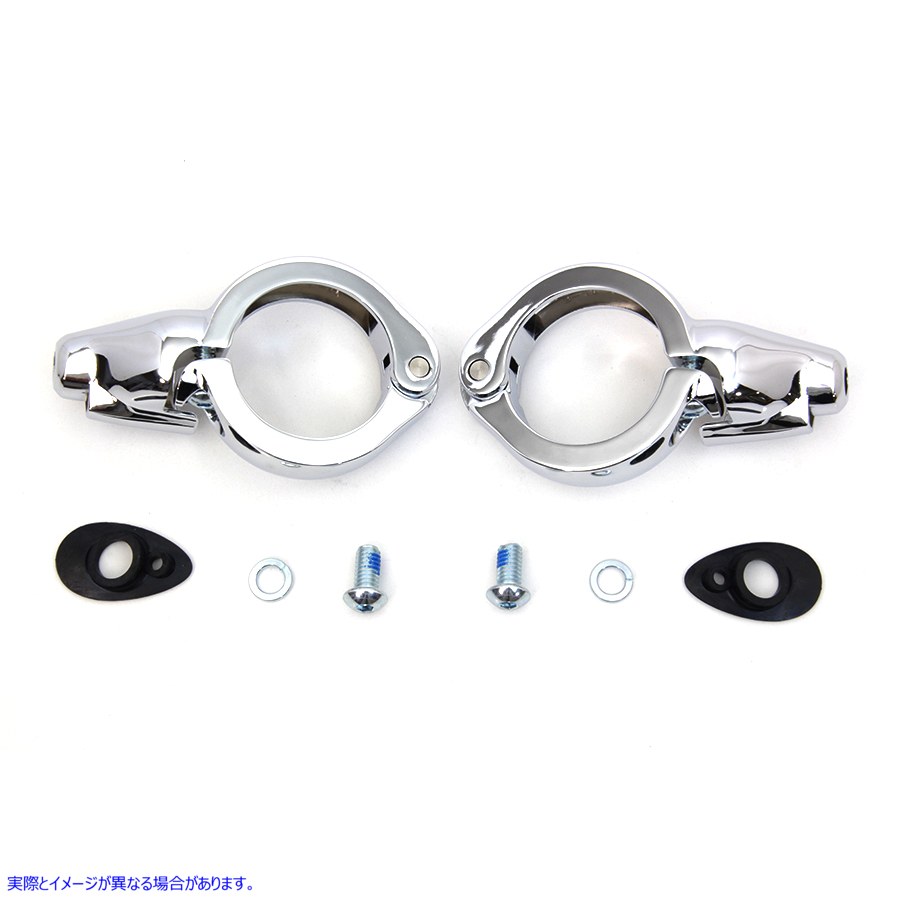 33-1500 クローム ターン シグナル リロケーション キット 49mm フォーク Chrome Turn Signal Relocation Kit 49mm Forks 取寄せ