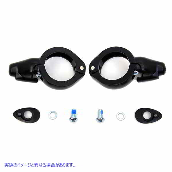 33-1501 ブラック ターン シグナル リロケーション キット 49mm フォーク Black Turn Signal Relocation Kit 49mm Forks 取寄せ