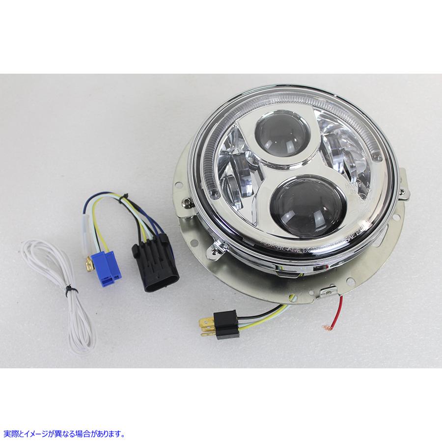 33-1644 7 インチ LED ヘッドランプ アセンブリ クローム 7 inch LED Headlamp Assembly Chrome 取寄せ Vツイン (検索用／