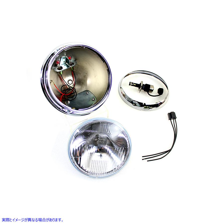 33-2267 7 インチ 12 ボルト LED グライド ヘッドランプ クローム 取寄せ Vツイン 7 inch 12 Volt LED Glide Headlamp Chrome (