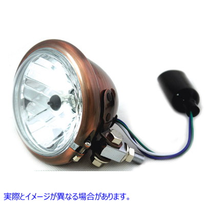 33-4073 4-1/2 インチ銅製 H-3 丸型ヘッドランプ 4-1/2 inch Copper H-3 Round Headlamp 取寄せ Vツイン (検索用／