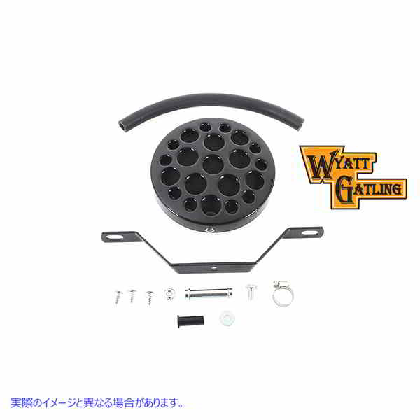 34-0010 ワイアット ガトリング ブラック ドリルド エア クリーナー Wyatt Gatling Black Drilled Air Cleaner 取寄せ Vツイン (