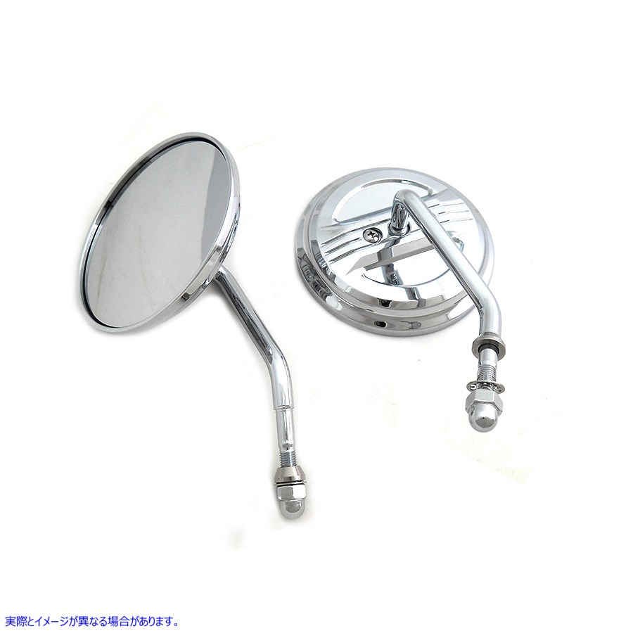 34-0018 エアフローミラーセット スチールステム付き クローム Air Flow Mirror Set with Steel Stems Chrome 取寄せ Vツイン (