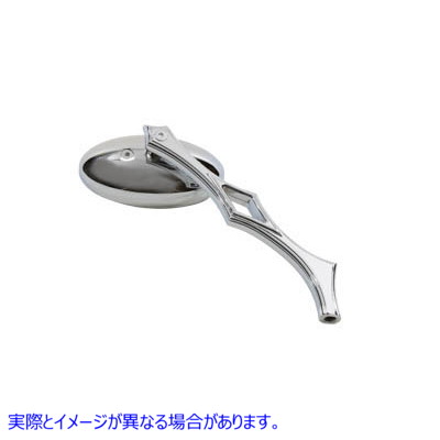 34-0124 ビレットダイヤモンドステム付きクロームオーバルミラー Chrome Oval Mirror with Billet Diamond Stem 取寄せ Vツイン