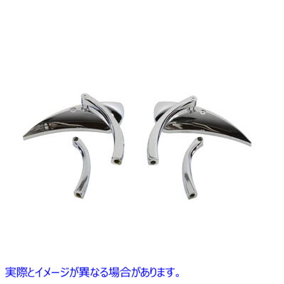 34-0136 ソリッドビレットステム付きクロームティアドロップミラーセット Chrome Teardrop Mirror Set with Solid Billet Stems