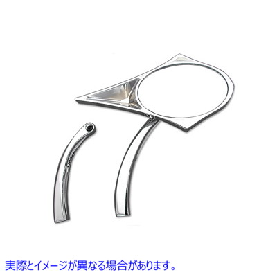 34-0138 ソリッドビレットステム付きクロームスパイクオーバルミラー Chrome Spike Oval Mirror with Solid Billet Stems 取寄せ