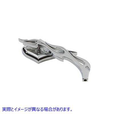 34-0140 ビレットフレームステム付きクロームスパイクオーバルミラー Chrome Spike Oval Mirror with Billet Flame Stem 取寄せ