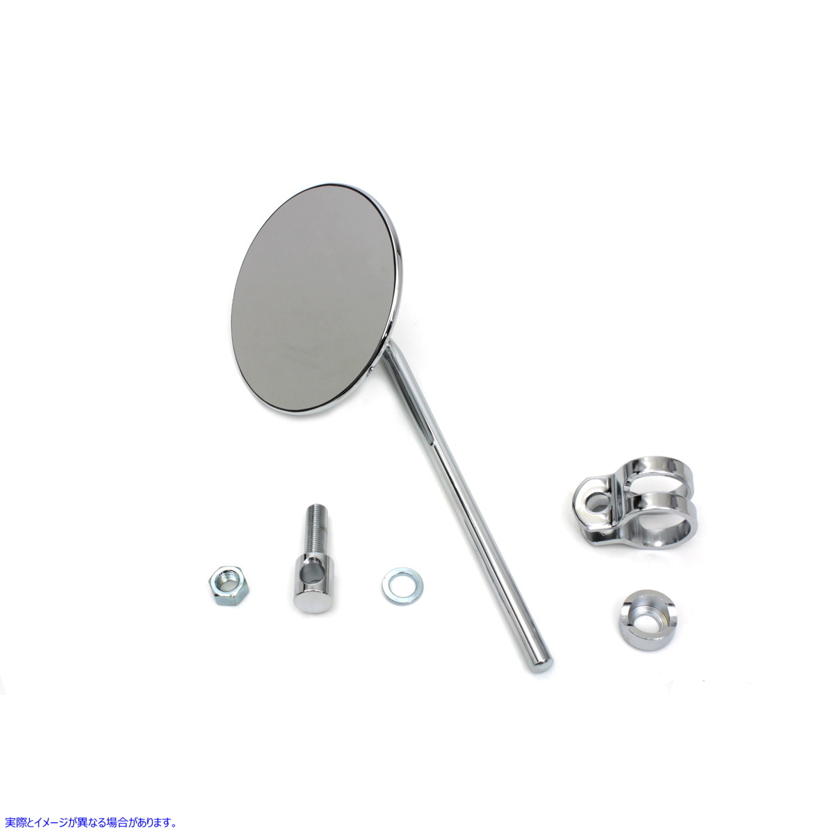 34-0329 ラウンドステム付きレプリカラウンドミラー クローム Replica Round Mirror with Round Stem Chrome 取寄せ Vツイン (検