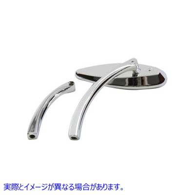 34-0342 オーバルミラースムース、ビレットステムクローム Oval Mirror Smooth with Billet Stem Chrome 取寄せ Vツイン (検索用