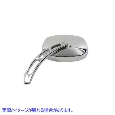 34-0348 オーバルビジョンディープディッシュミラー、ビレットステムクローム Oval Vision Deep Dish Mirror with Billet Stem C