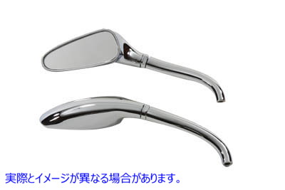 34-0350 3D スタイル ミラー セット ラウンド ステム クローム 3D Style Mirror Set with Round Stems Chrome 取寄せ Vツイン (