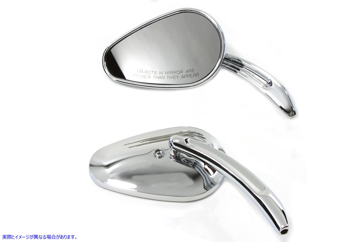 34-0354 ビレット彫刻ステム付きバレットミラーセット クローム Bullet Mirror Set with Billet Sculpted Stems Chrome 取寄せ V