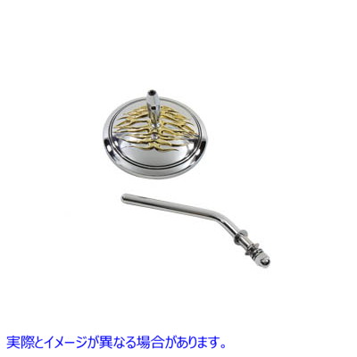 34-0377 ラウンド フレーム ミラー クローム Round Flame Mirror Chrome 取寄せ Vツイン (検索用／