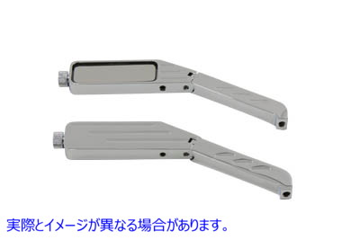 34-0389 ビレットステム付き長方形ボールミルドミラーセット Rectangle Ball Milled Mirror Set with Billet Stems 取寄せ Vツイ