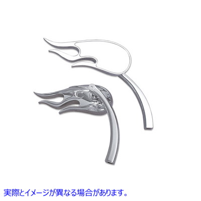 34-0398 ビレットカーブステム付きファイアボールミラーセット クローム Fireball Mirror Set with Billet Curved Stems Chrome